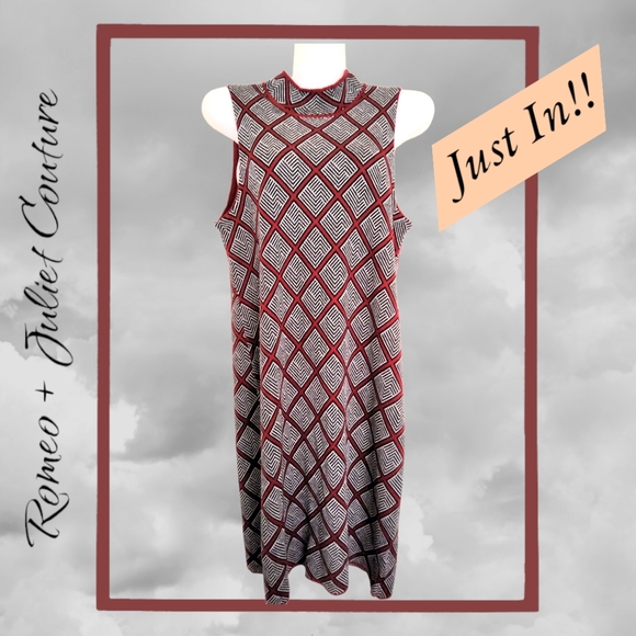 Romeo+Juliet Couture Burgundy Designer Mock Neck Sleeveless Midi Sweater Dress - Picture 2 of 13